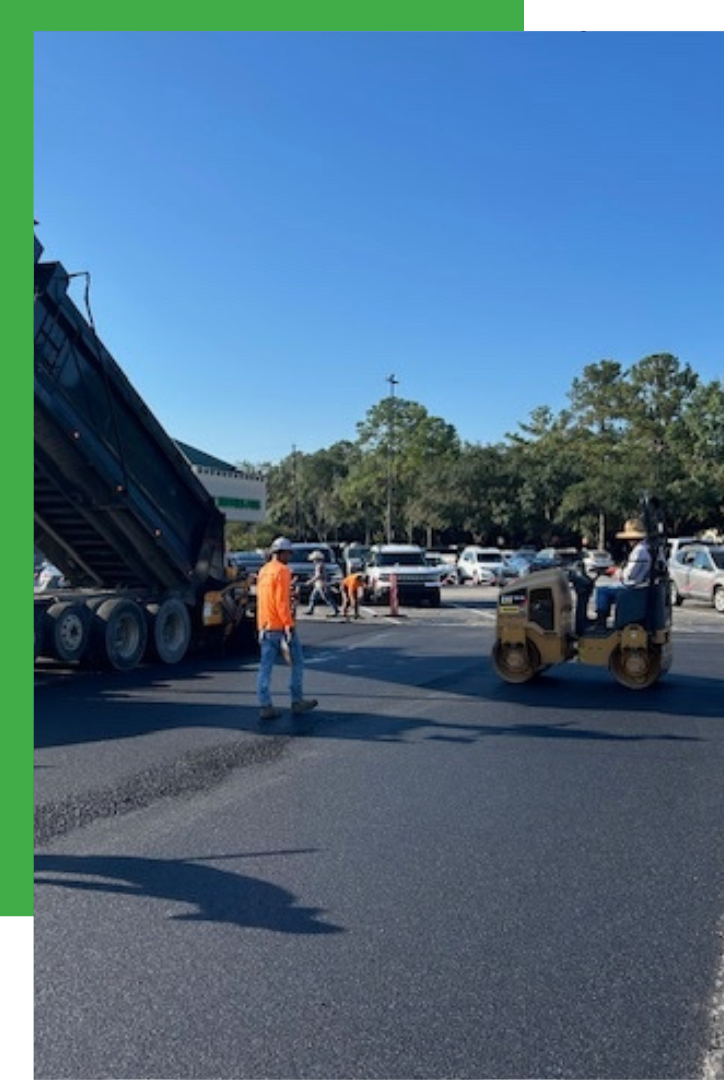 Giordano Construction crew working a commercial paving project in Houston
