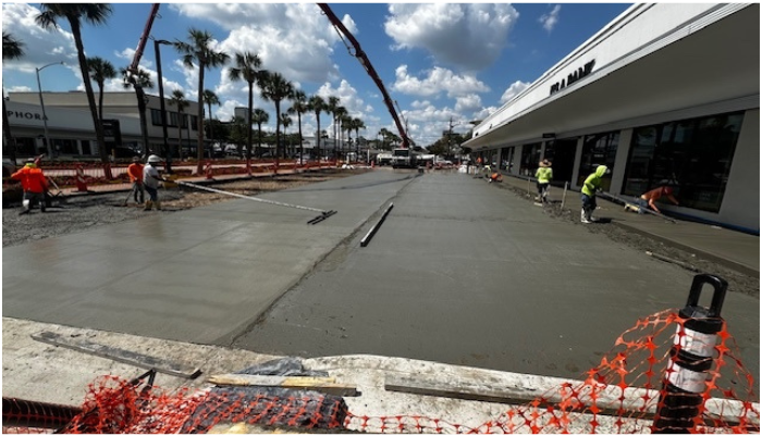 Concrete paving in progress